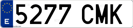 Ejemplo de matrícula de coche ordinaria 5277 CMK