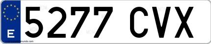 Ejemplo de matrícula española 5277 CVX