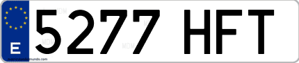 Ejemplo de matrícula de coche ordinaria 5277 HFT