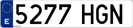 Ejemplo de matrícula española 5277 HGN