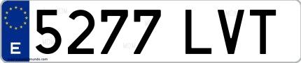 Ejemplo de matrícula española 5277 LVT