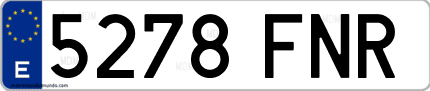 Ejemplo de matrícula de coche ordinaria 5278 FNR