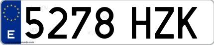 Ejemplo de matrícula española 5278 HZK