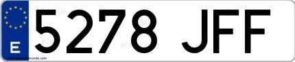 Ejemplo de matrícula española 5278 JFF