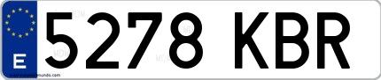 Ejemplo de matrícula española 5278 KBR
