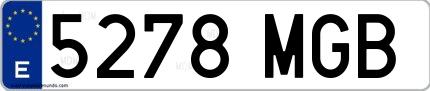 Ejemplo de matrícula española 5278 MGB