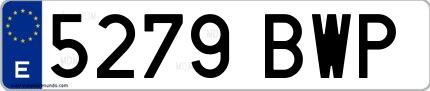 Ejemplo de matrícula española 5279 BWP