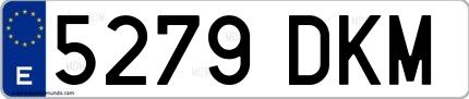 Ejemplo de matrícula española 5279 DKM