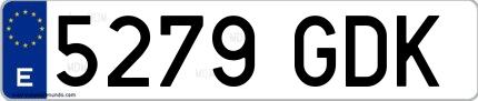 Ejemplo de matrícula española 5279 GDK