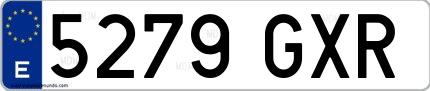 Ejemplo de matrícula española 5279 GXR