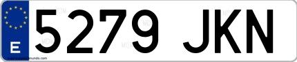 Ejemplo de matrícula de coche ordinaria 5279 JKN