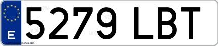 Ejemplo de matrícula española 5279 LBT