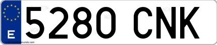 Ejemplo de matrícula española 5280 CNK