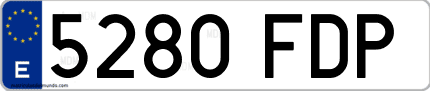 Ejemplo de matrícula de coche ordinaria 5280 FDP