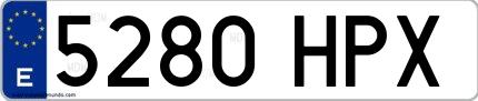 Ejemplo de matrícula española 5280 HPX