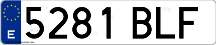 Ejemplo de matrícula de coche ordinaria 5281 BLF