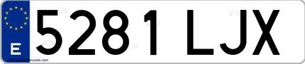 Ejemplo de matrícula española 5281 LJX