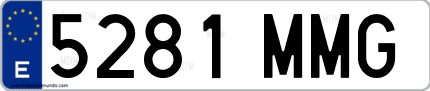 Ejemplo de matrícula de coche ordinaria 5281 MMG