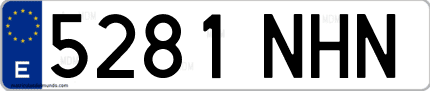 Ejemplo de matrícula de coche ordinaria 5281 NHN