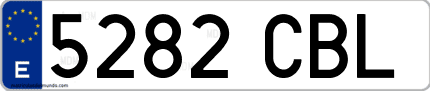 Ejemplo de matrícula de coche ordinaria 5282 CBL