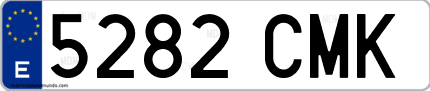 Ejemplo de matrícula de coche ordinaria 5282 CMK