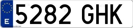 Ejemplo de matrícula española 5282 GHK