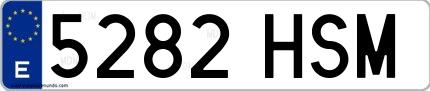 Ejemplo de matrícula española 5282 HSM