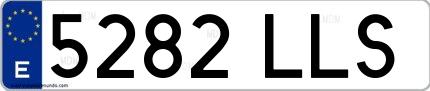 Ejemplo de matrícula española 5282 LLS