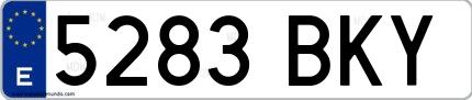 Ejemplo de matrícula española 5283 BKY