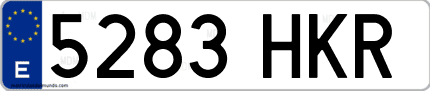 Ejemplo de matrícula de coche ordinaria 5283 HKR