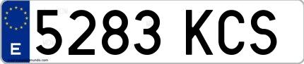 Ejemplo de matrícula española 5283 KCS