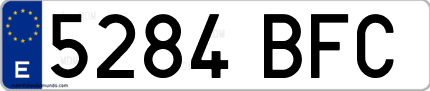 Ejemplo de matrícula de coche ordinaria 5284 BFC