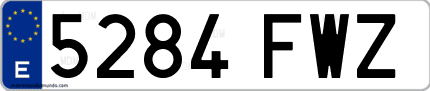 Ejemplo de matrícula de coche ordinaria 5284 FWZ