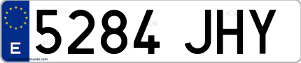 Ejemplo de matrícula de coche ordinaria 5284 JHY