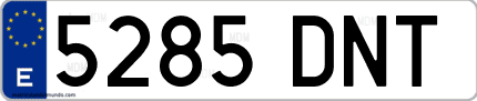 Ejemplo de matrícula de coche ordinaria 5285 DNT
