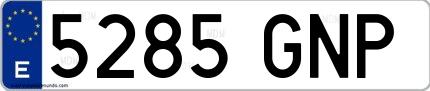 Ejemplo de matrícula española 5285 GNP