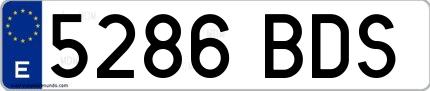 Ejemplo de matrícula española 5286 BDS