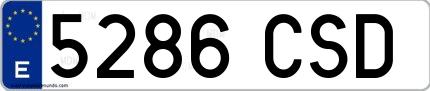 Ejemplo de matrícula de coche ordinaria 5286 CSD