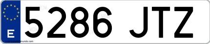 Ejemplo de matrícula española 5286 JTZ