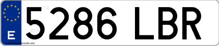 Ejemplo de matrícula de coche ordinaria 5286 LBR