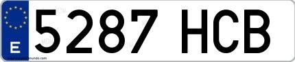 Ejemplo de matrícula española 5287 HCB