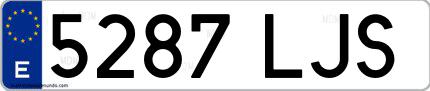 Ejemplo de matrícula española 5287 LJS