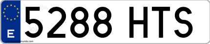 Ejemplo de matrícula de coche ordinaria 5288 HTS