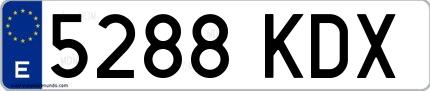 Ejemplo de matrícula española 5288 KDX