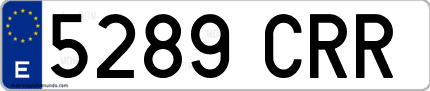 Ejemplo de matrícula de coche ordinaria 5289 CRR
