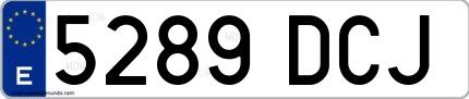 Ejemplo de matrícula española 5289 DCJ
