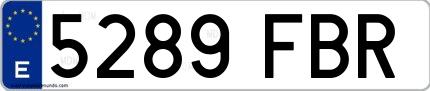 Ejemplo de matrícula española 5289 FBR