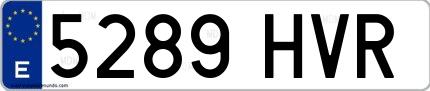 Ejemplo de matrícula española 5289 HVR