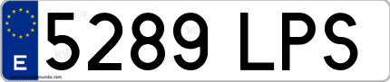 Ejemplo de matrícula de coche ordinaria 5289 LPS
