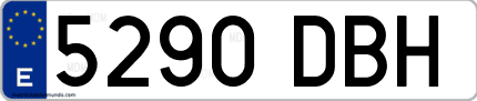 Ejemplo de matrícula de coche ordinaria 5290 DBH